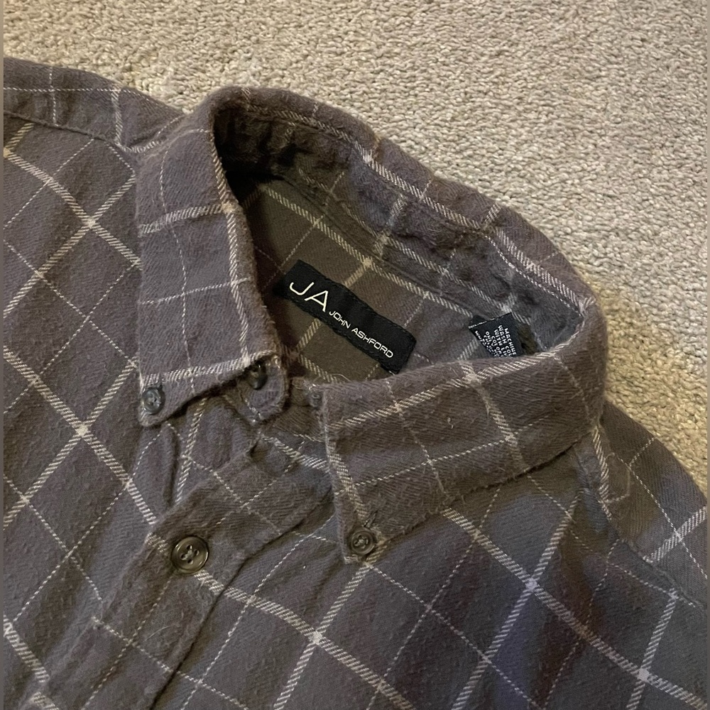 John Ashford / Grey Flannel Shirt / Mens Small